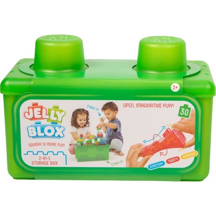 JELLY BLOX Boite de Rangement + 30 Blocs de Construction Tactiles Jeu de Construction pour Enfants dès Expérience Sensorielle avec Blocs Extensibles Souples et Flexibles Boite Ouverte - vue 10