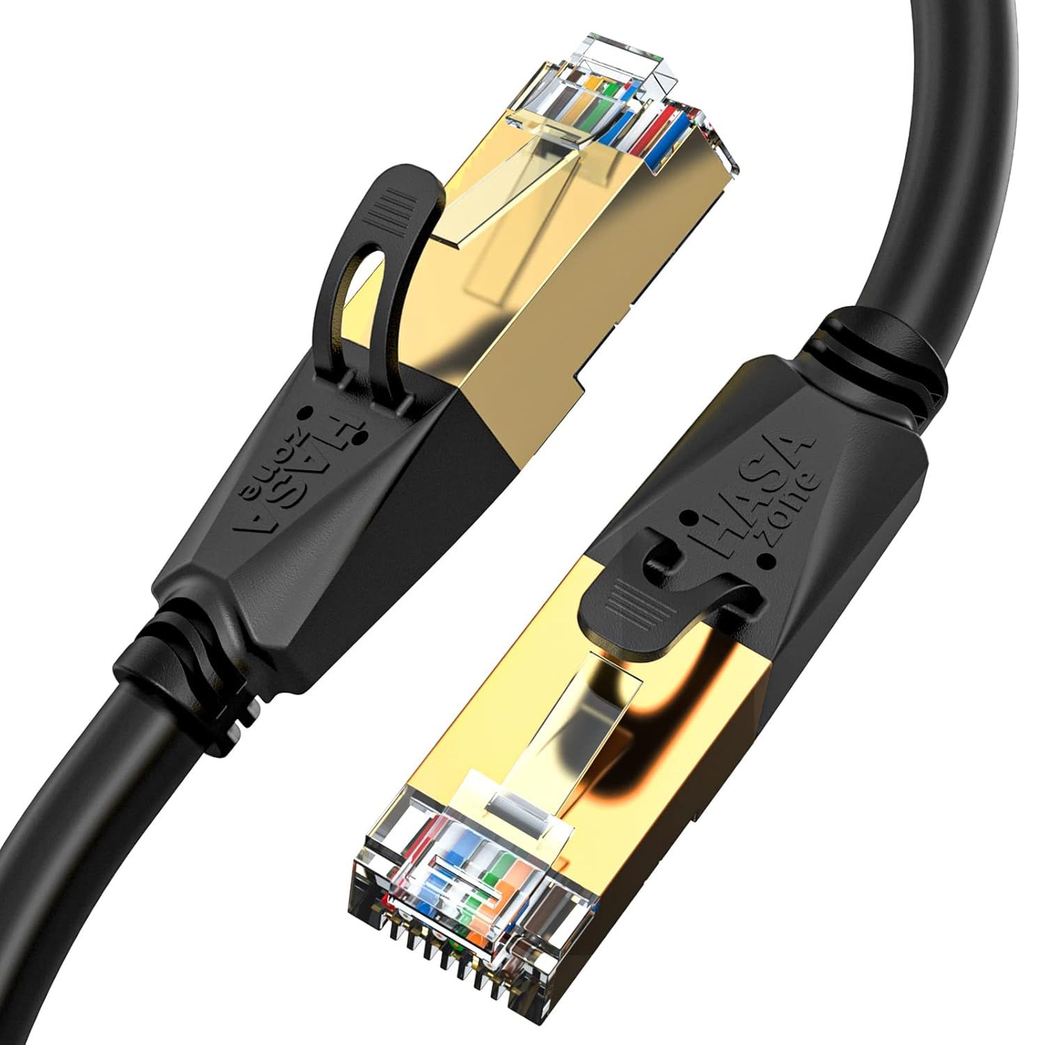 Cable RJ45 3M Cat 8 - Cable Ethernet Cat 8 Haut Débit 40 Gbps/2000 MHz - SFTP Cable Internet Cat 8 Rond pour PS3/4/5 TV Routeur Modem Switch PC Box