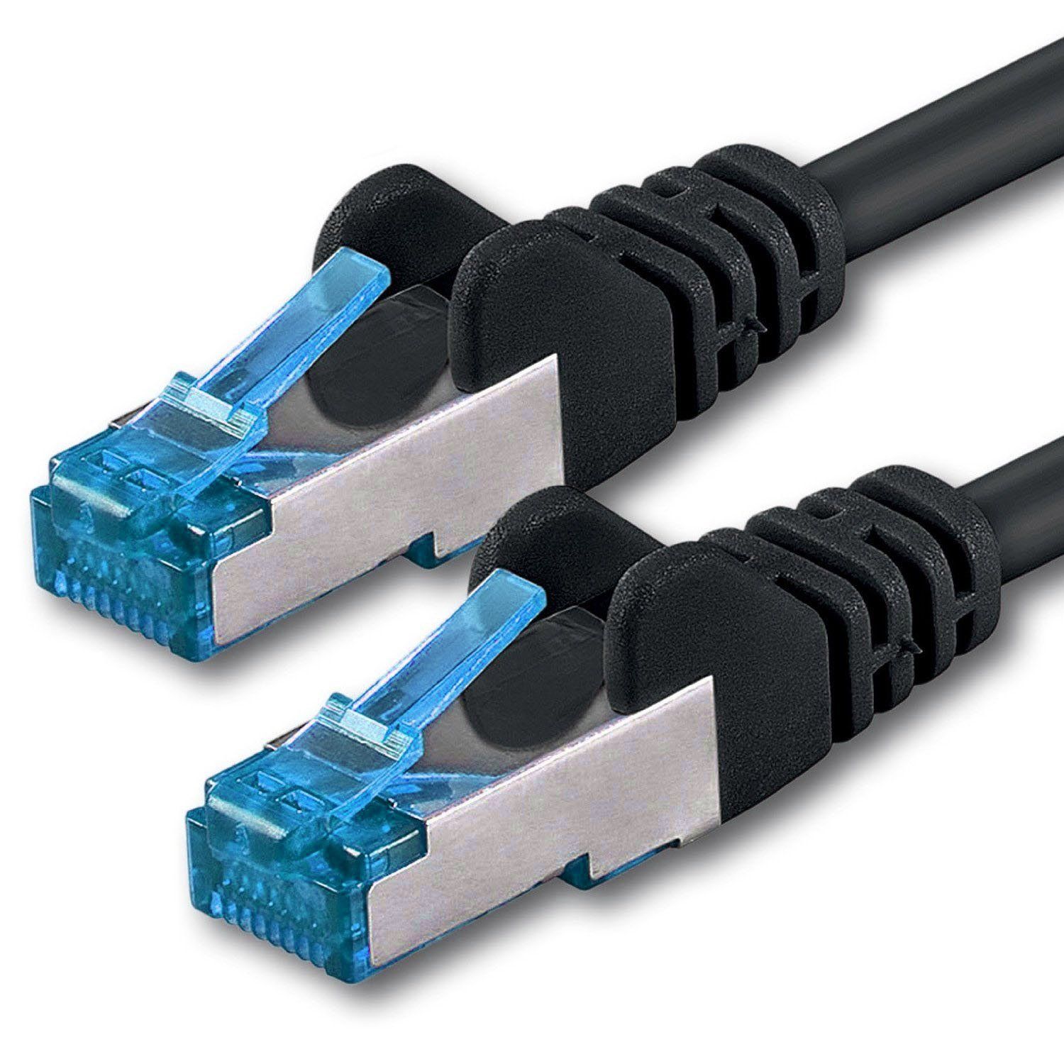 1 câble réseau Ethernet CAT-6a 10 m - Fiche RJ-45 SFTP 10 GB/s - 1 pièce - Noir