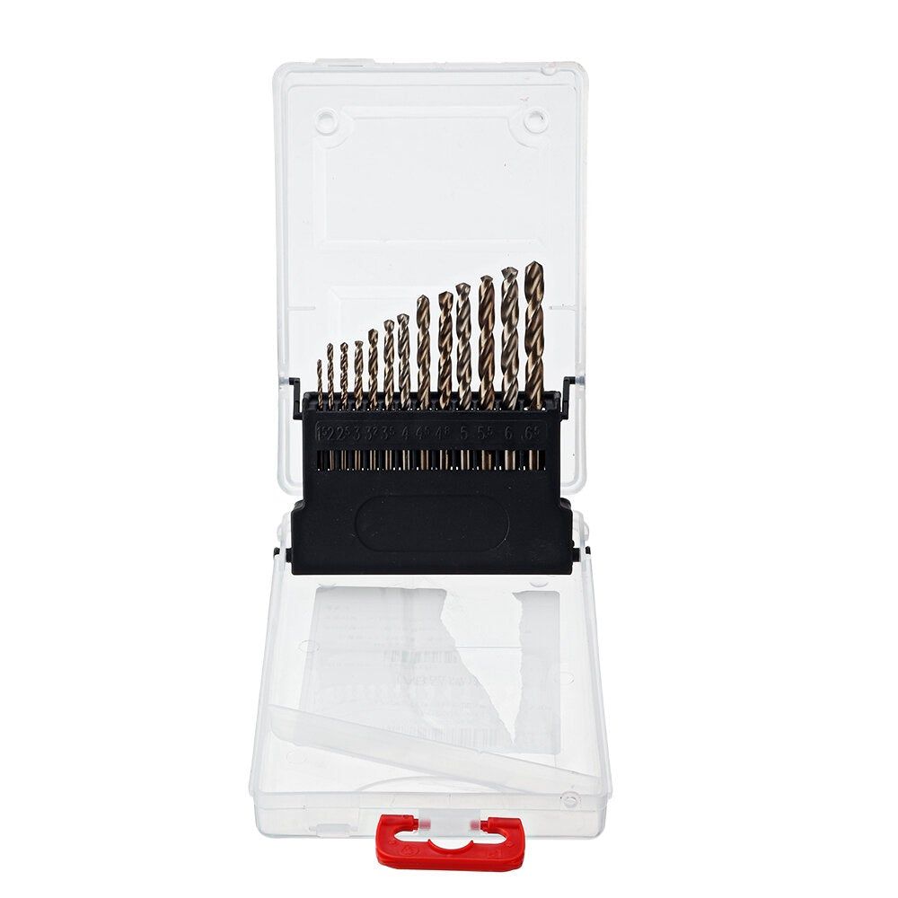 M35 Cobalt Drill Bit Set HSS-Co Jobber Longueur Forets hélico?daux avec boitier en plastique, 13PCS