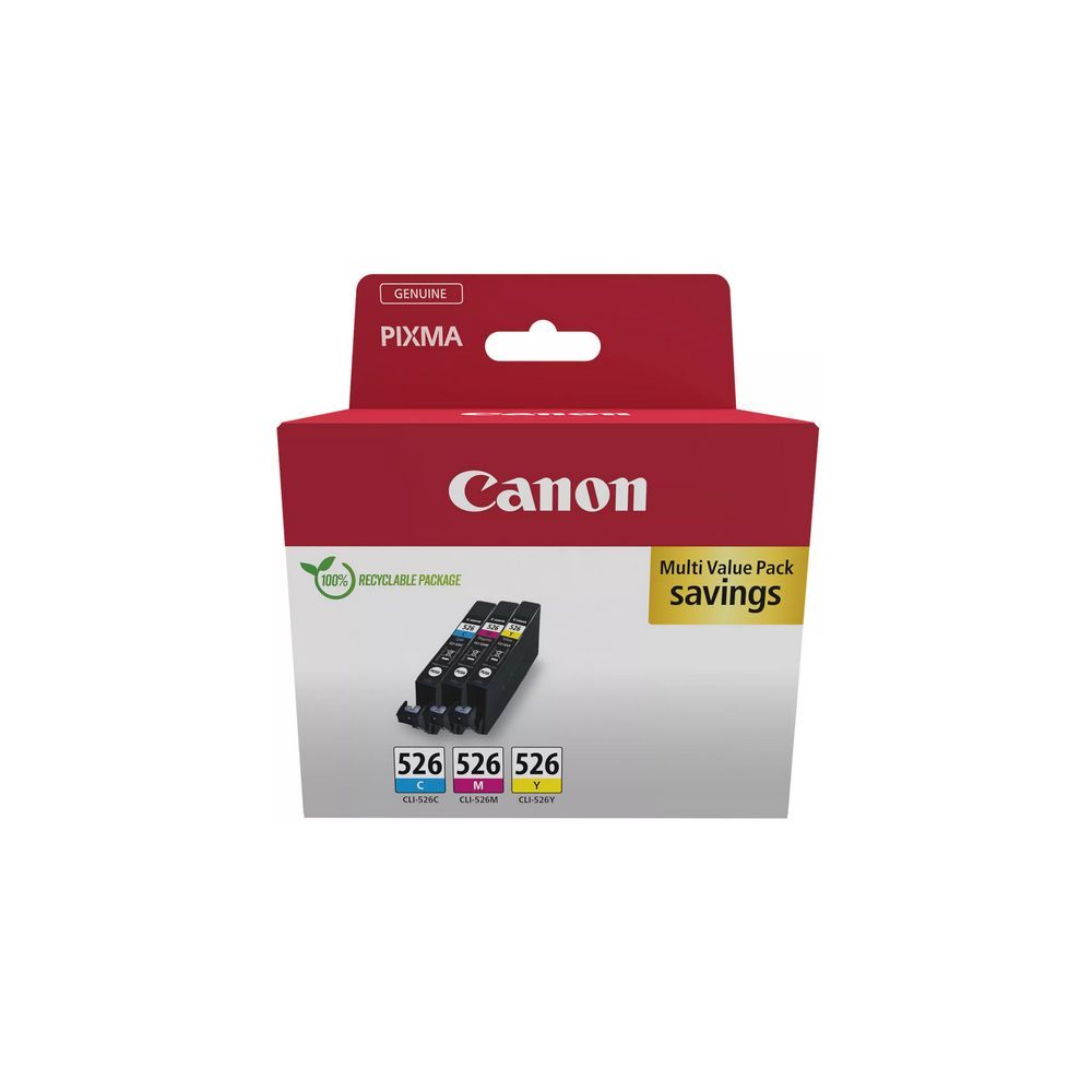 Pack De 3 Cartouches Cyan + + Jaune Canon Cli 526 C Y Canon - vue 4