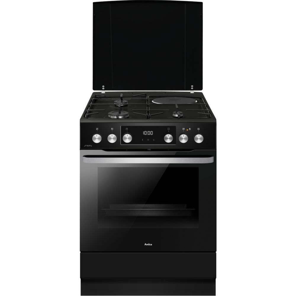 Amica Cuisinière 3 foyers gaz + 1 électrique four multifonctions pyrolyse largeur 60cm acm7037rn