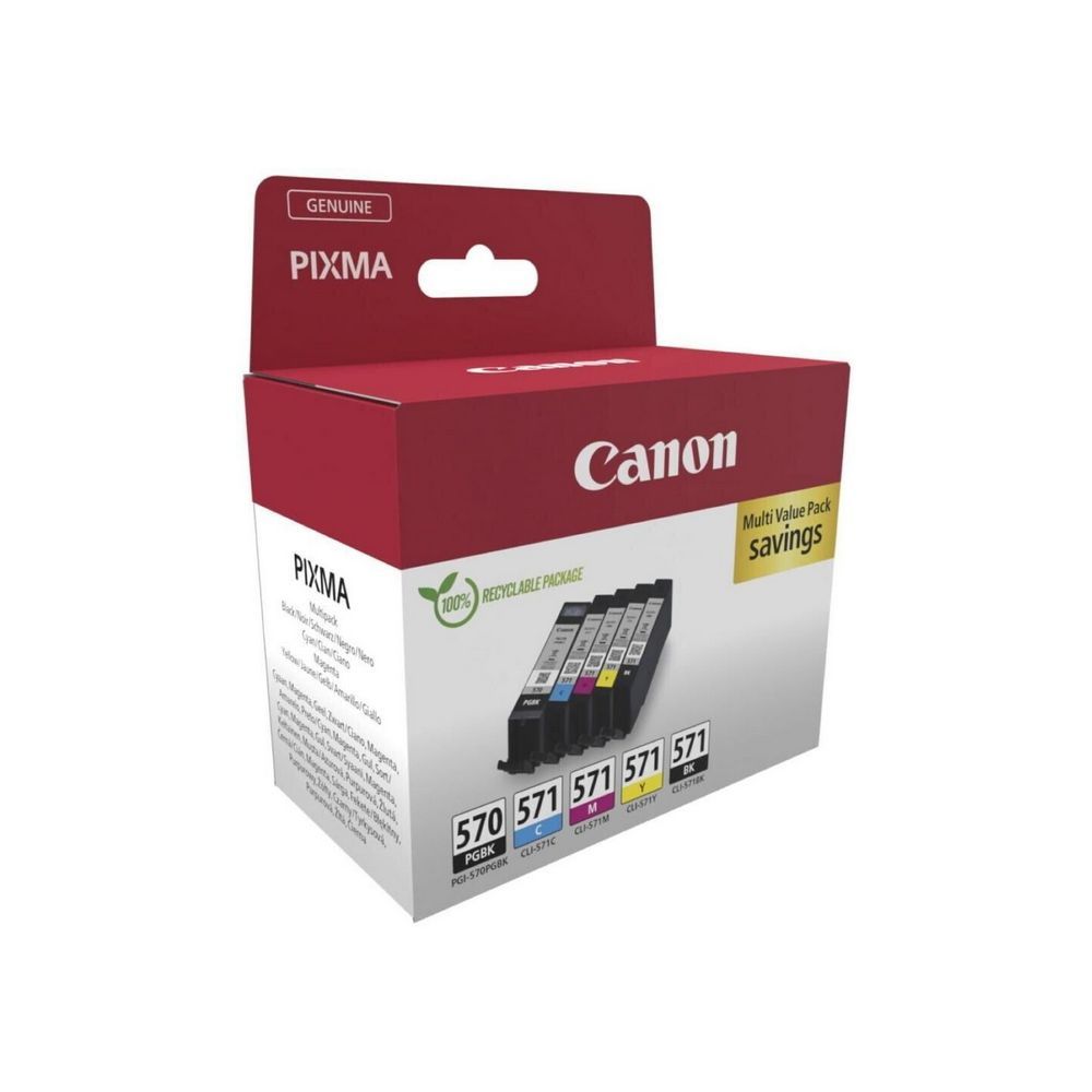 Pack De 5 Cartouches + Couleur Canon Pgi 570 Pgbk / Cli 571 C Y Bk Canon - vue 2