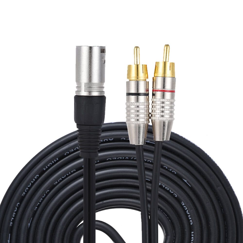 Cable de microphone audio femelle vers 2 RCA male Cable de microphone audio stéréo Cable de mixage d'amplificateur de haut-parleur, 5 m, male vers 2RCA