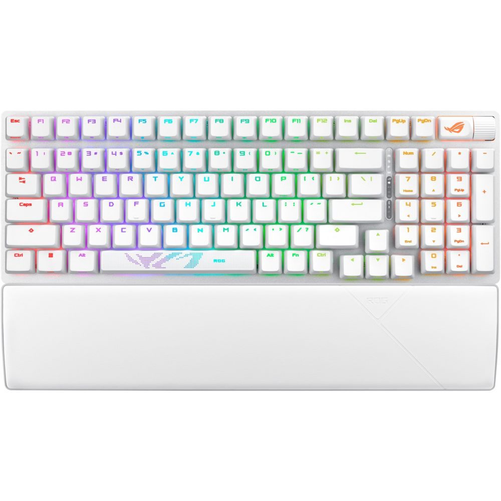 ASUS ROG Strix Scope II 96 Wireless Blanc - Clavier mécanique gaming - tri-mode, commandes multifonctions, Switchs & stabilisateurs ROG NX Snow et Hot-swap, repose-poignets, AZERTY