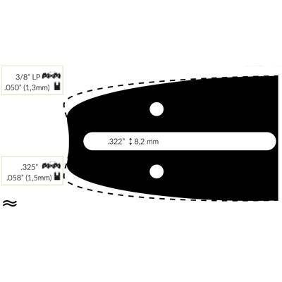 Guide Chaine Tronçonneuse Active 40cm 3/8 Lp .050 (1,3mm).