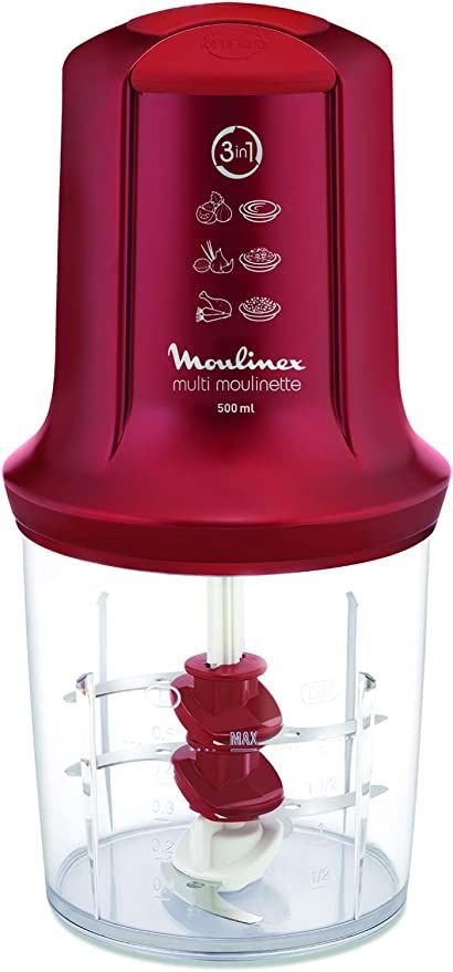 Moulinex Mini Hachoir Multimoulinette 500 ml 6 lames en acier inoxydables AT714G32 Rubis - vue 9