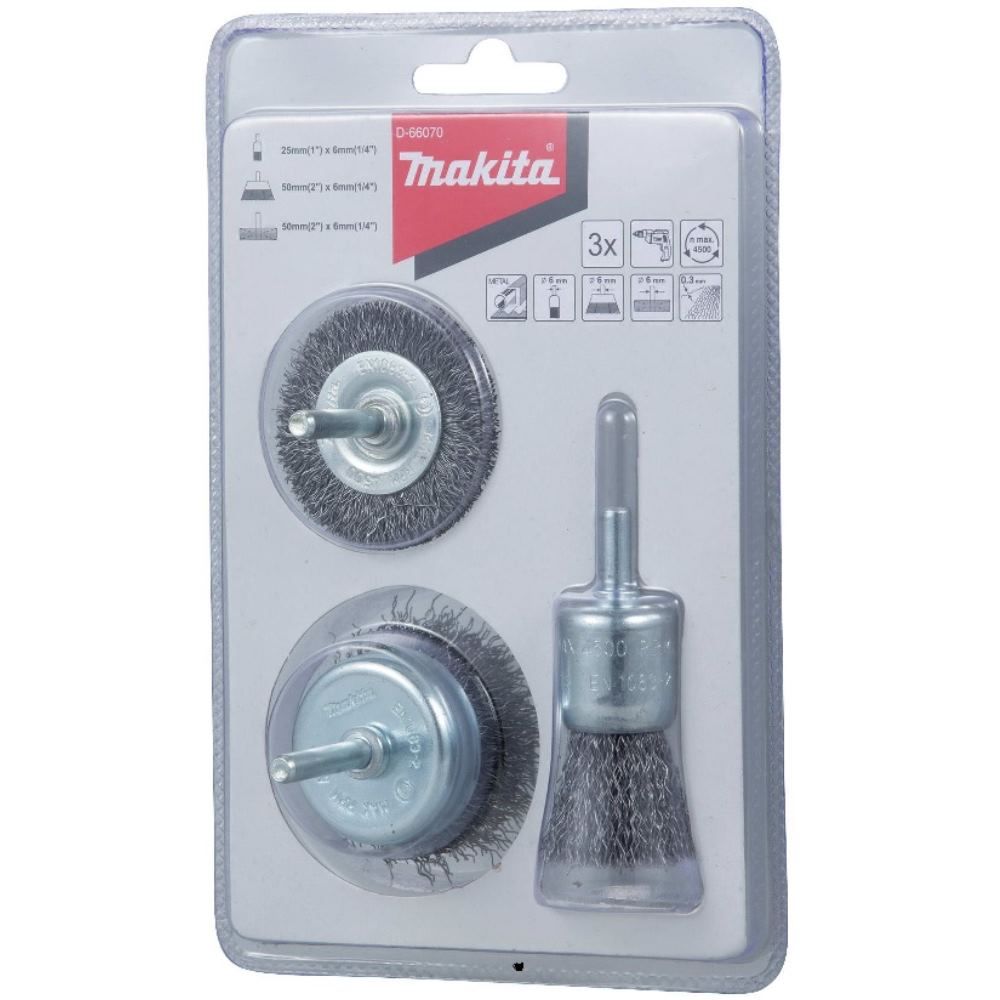 Brosses boisseau pour perceuse MAKITA D 66070 Lot de 3 Métal Décapage - vue 2