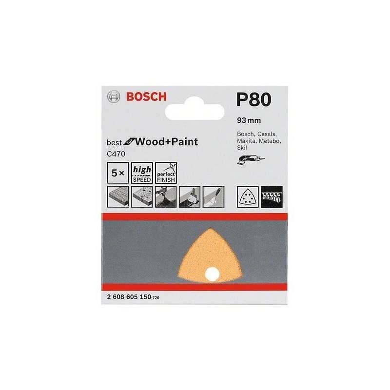 Bosch 2608605152 Lot de 5 feuilles abrasives Delta - vue 3