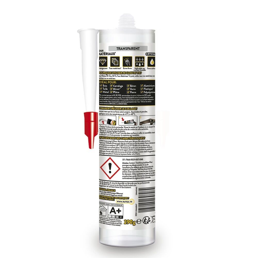 Colle Mastic One For All Crystal Cartouche Pattex La Cartouche De - vue 2