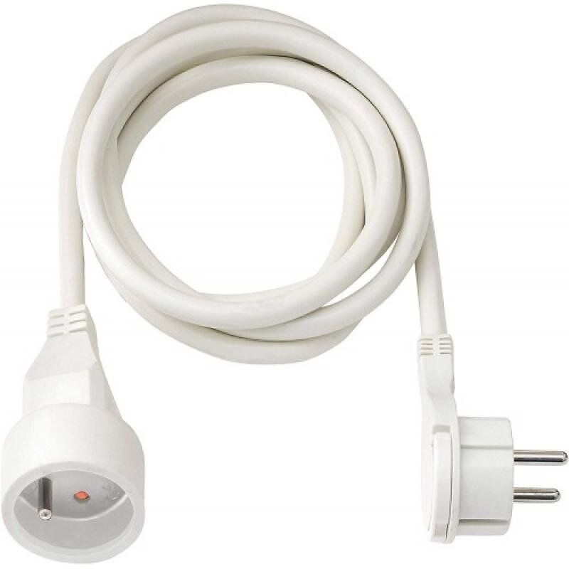 BRENNENSTUHL Rallonge electrique 5m avec fiche plate -cable H05VV-F 3G1.5. IP20-. Blanc