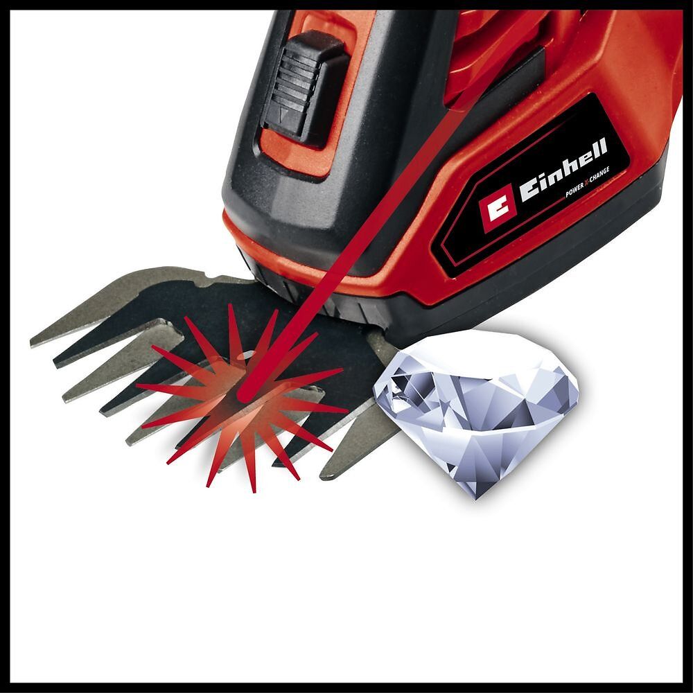 Einhell Cisaille à gazon sans fil GE CG 18100 Li Solo Power X Change 18V boîte de vitesses couverte changement de lame sans outil Livré sans Batterie ni Chargeur - vue 3