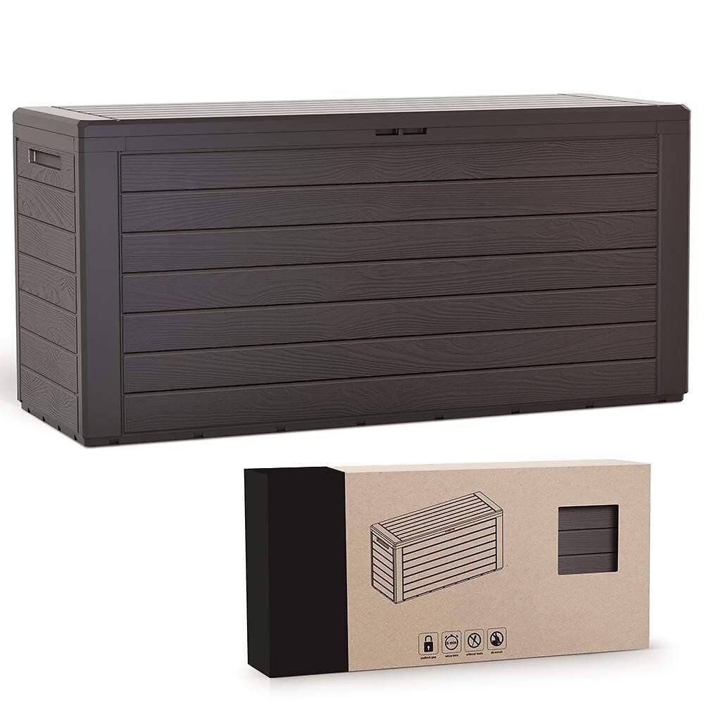 Coffre De Rangement Exterieur 280l En Pp 116x44x55cm Style Bois Marron