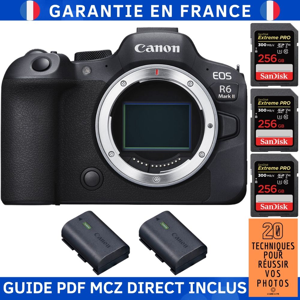 Canon EOS R6 Mark II + 3 SanDisk Extreme PRO UHS II 300 MB/ + 2 Canon LP E6NH + Guide PDF MCZ DIRECT '20 TECHNIQUES POUR RÉUSSIR VOS PHOTOS - vue 4