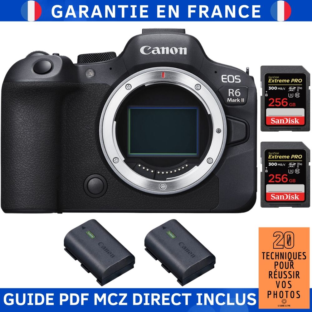 Canon EOS R6 Mark II + 2 SanDisk Extreme PRO UHS II 300 MB/ + 2 Canon LP E6NH + Guide PDF MCZ DIRECT '20 TECHNIQUES POUR RÉUSSIR VOS PHOTOS - vue 2
