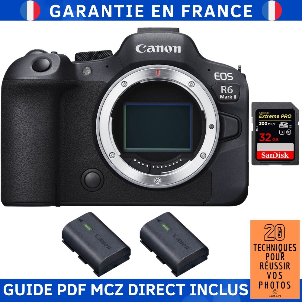 Canon EOS R6 Mark II + 1 SanDisk Extreme PRO UHS II 300 MB/ + 2 Canon LP E6NH + Guide PDF MCZ DIRECT '20 TECHNIQUES POUR RÉUSSIR VOS PHOTOS - vue 3
