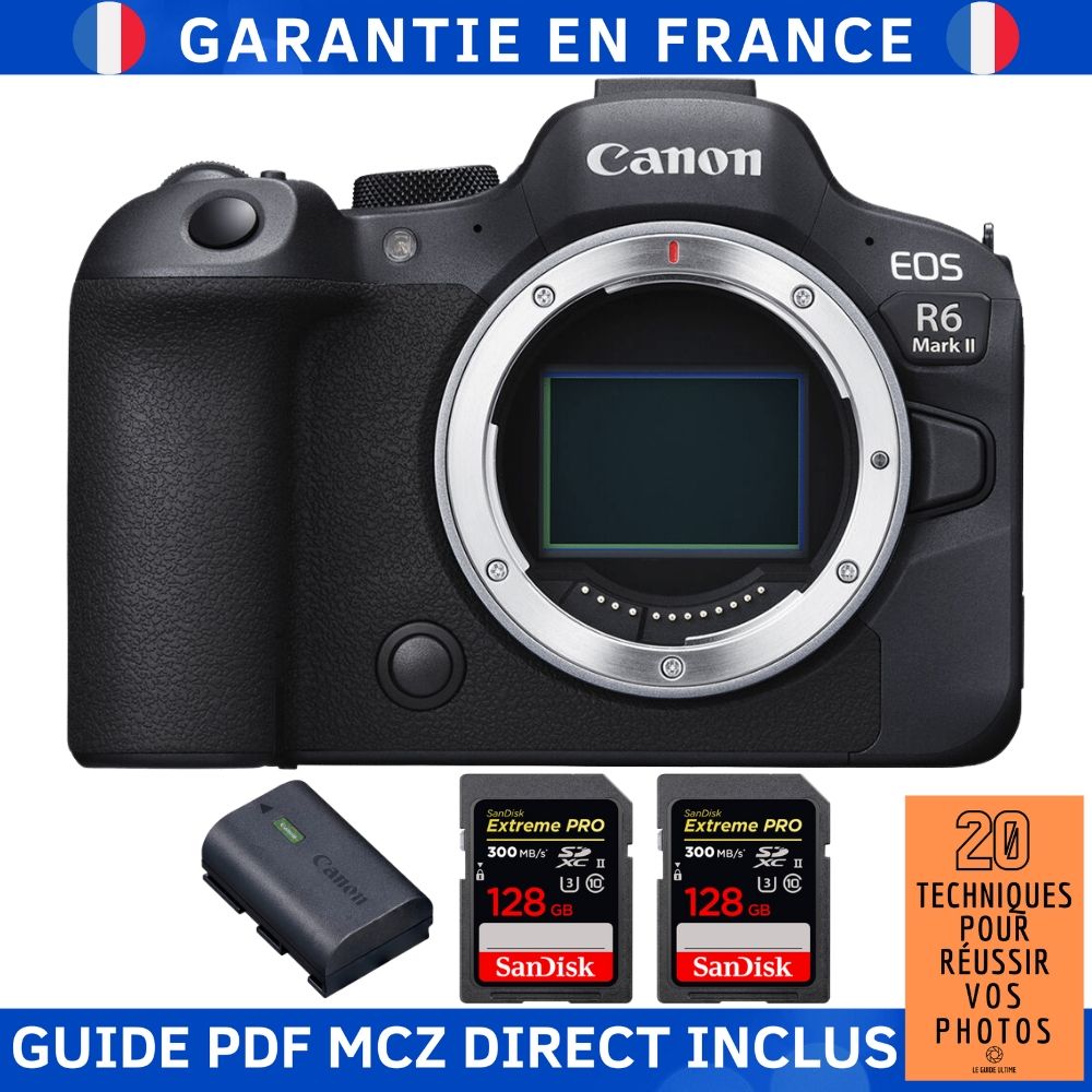 Canon EOS R6 Mark II + 2 SanDisk Extreme PRO UHS II 300 MB/ + 1 Canon LP E6NH + Guide PDF MCZ DIRECT '20 TECHNIQUES POUR RÉUSSIR VOS PHOTOS - vue 3