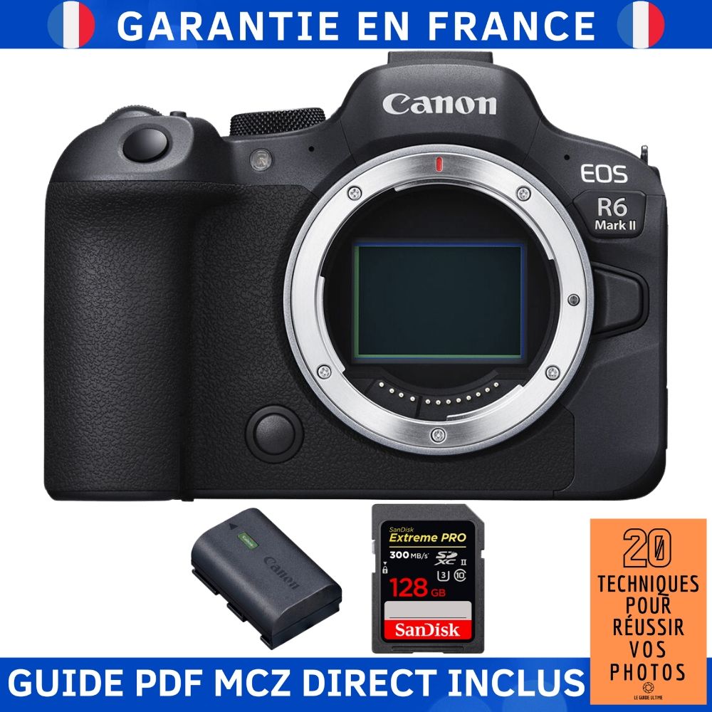 Canon EOS R6 Mark II + 1 SanDisk Extreme PRO UHS II 300 MB/ + 1 Canon LP E6NH + Guide PDF MCZ DIRECT '20 TECHNIQUES POUR RÉUSSIR VOS PHOTOS