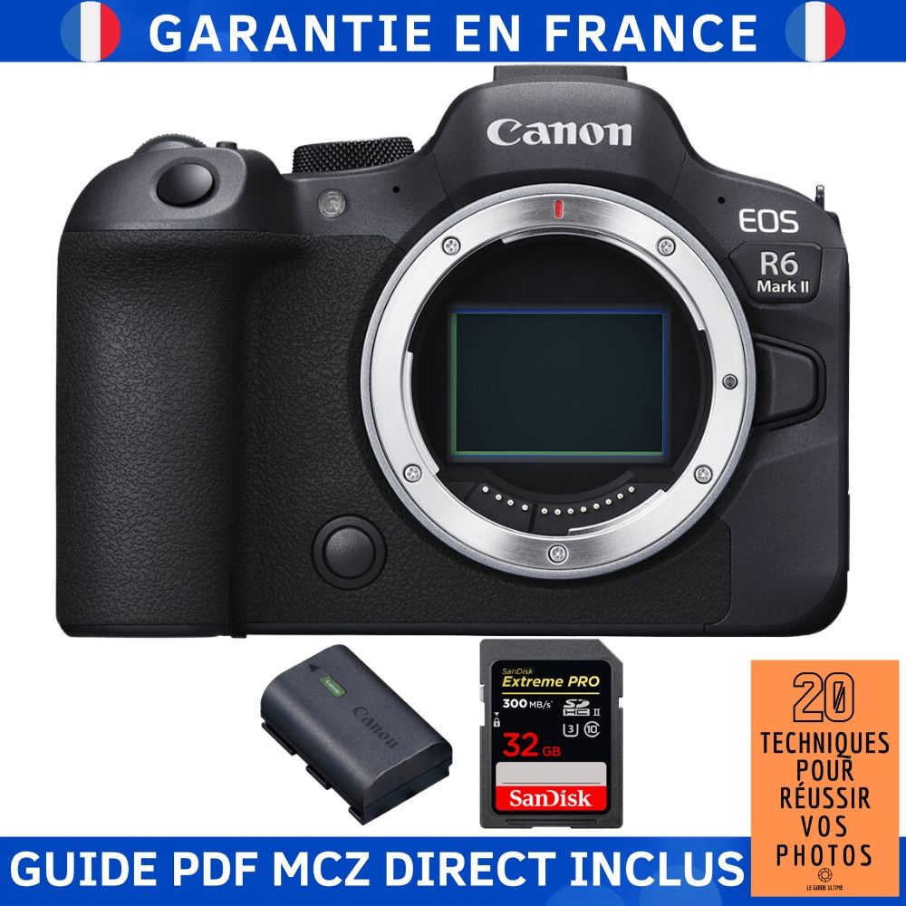 Canon EOS R6 Mark II + 1 SanDisk Extreme PRO UHS II 300 MB/ + 1 Canon LP E6NH + Guide PDF MCZ DIRECT '20 TECHNIQUES POUR RÉUSSIR VOS PHOTOS - vue 2