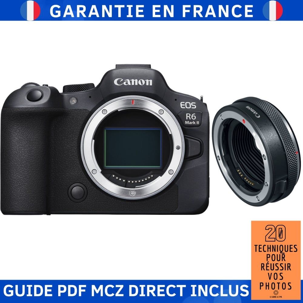 Canon EOS R6 Mark II + Canon EF EOS R Premium + Guide PDF MCZ DIRECT '20 TECHNIQUES POUR RÉUSSIR VOS PHOTOS