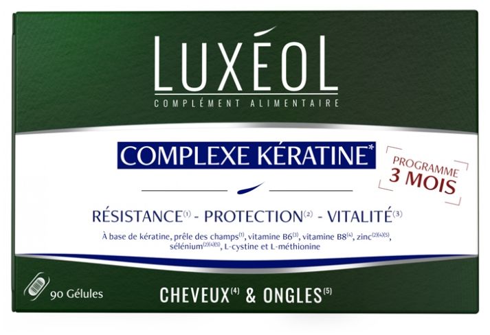 Complément Alimentaire Cheveux Cure Complex Kératine Luxeol La Boîte De 90 Gélules