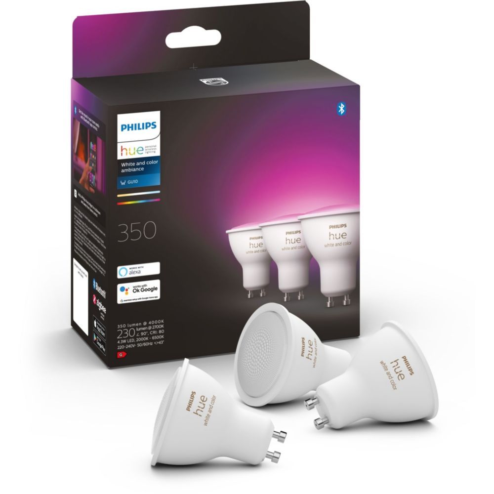 Ampoule Connectée Philips Hue And Color Ambiance Gu10 Pack De 3