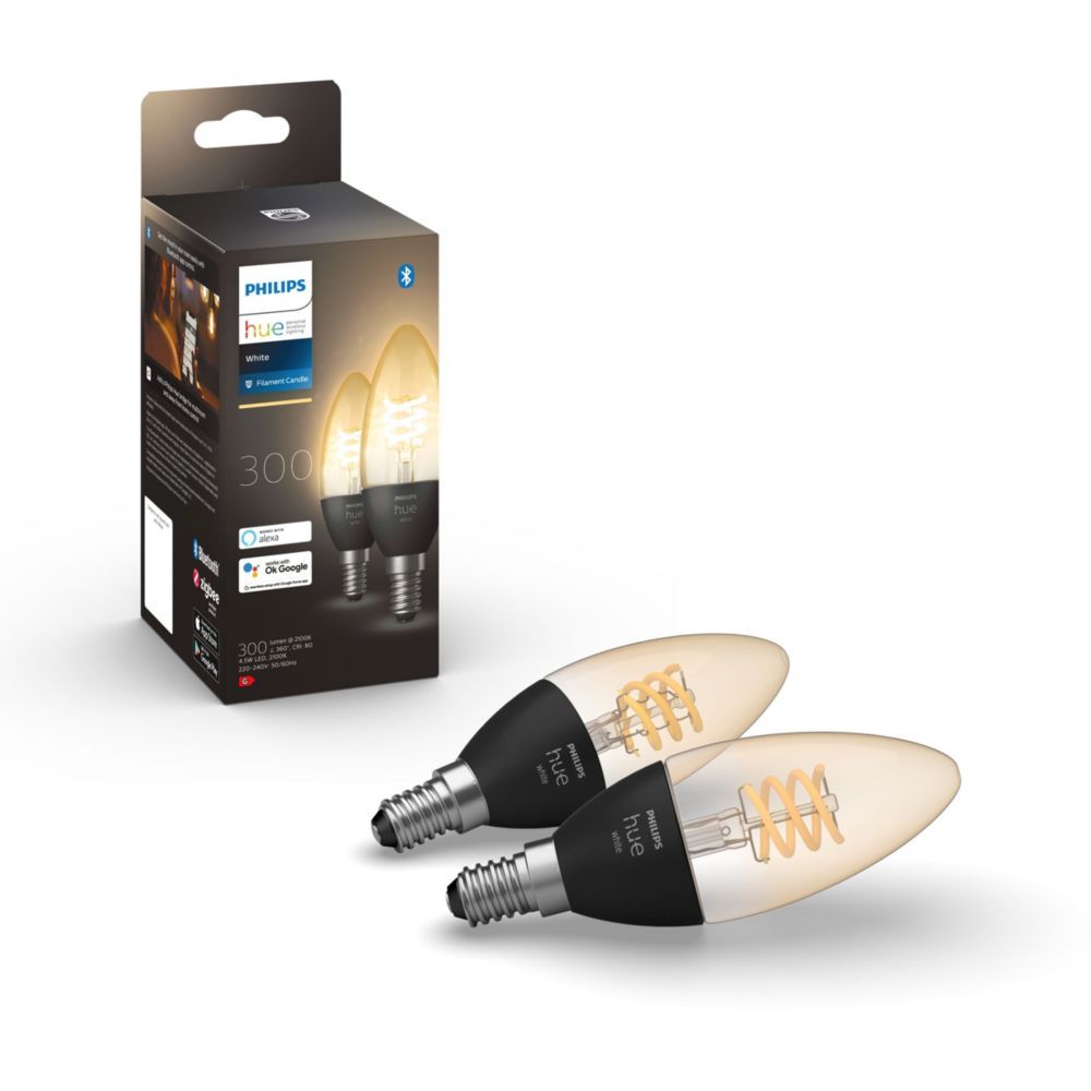 Ampoule Connectée Philips Hue White 4.5w Filament Flamme E14 Ampoule Connectée Philips Hue White 4.5w Filament Flamme E14