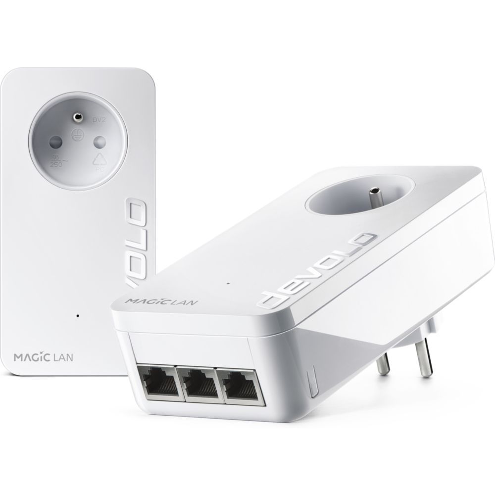 Kit de démarrage 2 adaptateurs CPL Devolo Magic 2 LAN triple 3 ports Ethernet - vue 3