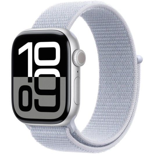 Apple Watch Series 10 Gps 42mm Caja Aluminio Plata Con Correa Deportiva Azul Denim S/M