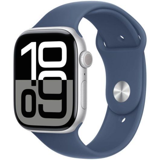 Apple Watch Series 10 Gps 42mm Caja Aluminio Plata Con Correa Deportiva Azul Denim S/M