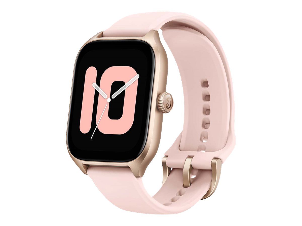 Amazfit GTS 4 - Alliage d'aluminium - Montre connectée avec bracelet - fluoroélastomère - bouton de rose - taille du poignet : 140-200 mm - affichage 1.75 - Wi-Fi, Bluetooth - 27 g