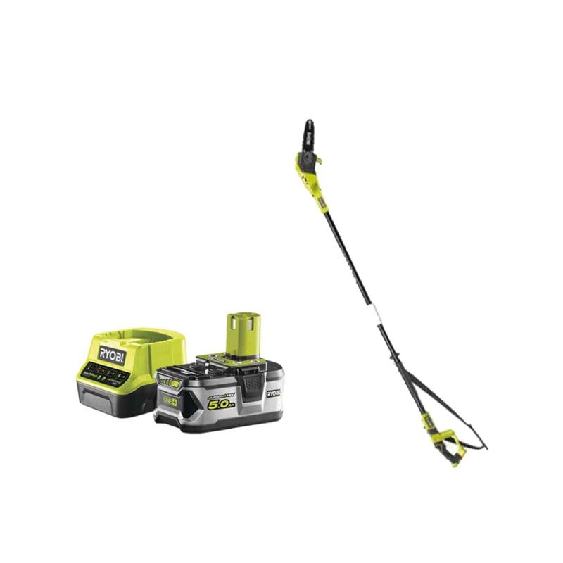 Pack RYOBI Elagueur à chaine sur perche 18V One+ OPP1820 1 batterie 5.0Ah 1 chargeur rapide 2.0Ah RC18120 150