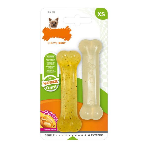 Jouet Pour Chien Nylabone Moderate Chew Twin Poulet Thermoplastique Taille Xs (2 Pcs)