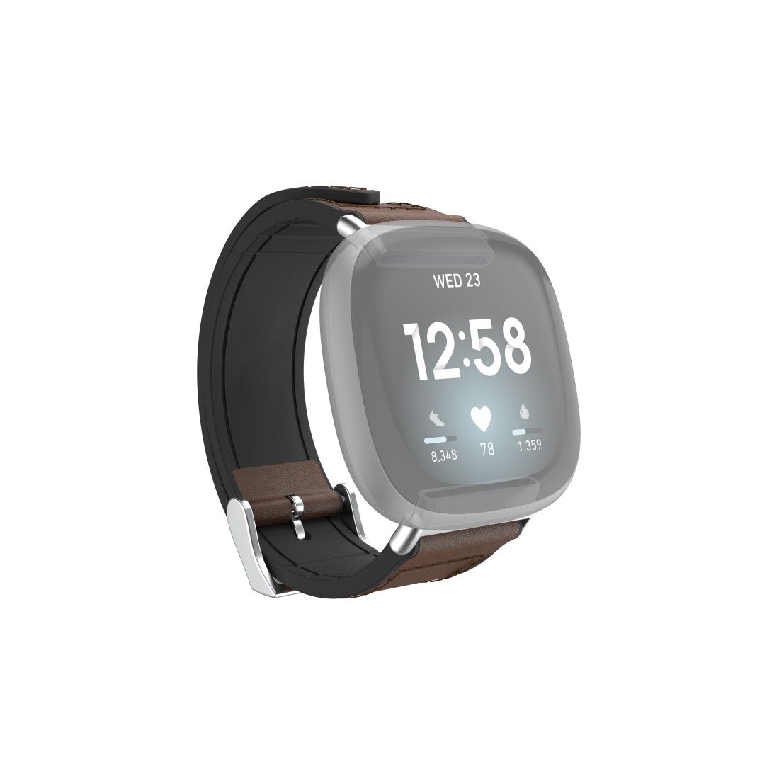 Braclet Fitbit Versa 3Sense bracel. de montre cuir et silic. - vue 2