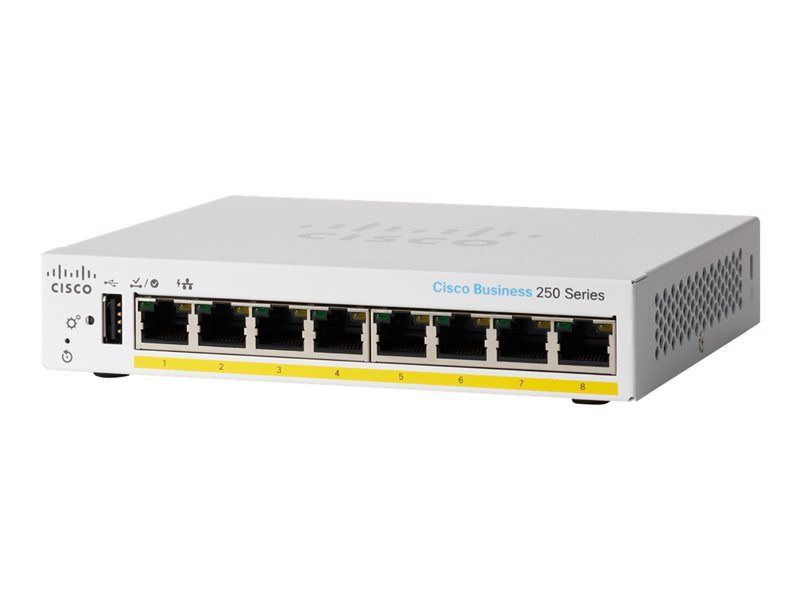 Cisco Business 250 Series CBS250-8PP-D - Commutateur - C3 - intelligent - 8 x 10/100/1000 (PoE+) - de bureau - PoE+ (45 W)