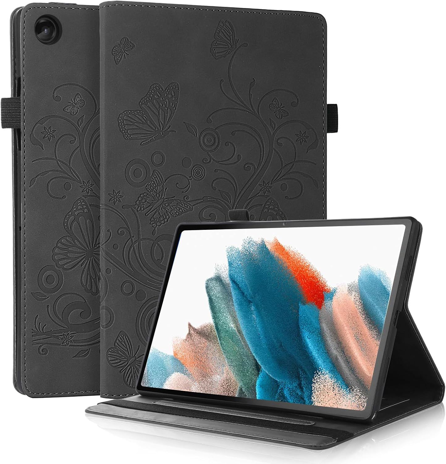 Bin Samsung Galaxy Tab A8-10.5"" 2021 Coque Tablette, Pu Coque Tablet Adapté Au Samsung Galaxy Tab A8-10.5"" 2021, Fournir Des Côtés Et Une Protection De 4 Coins, Noir