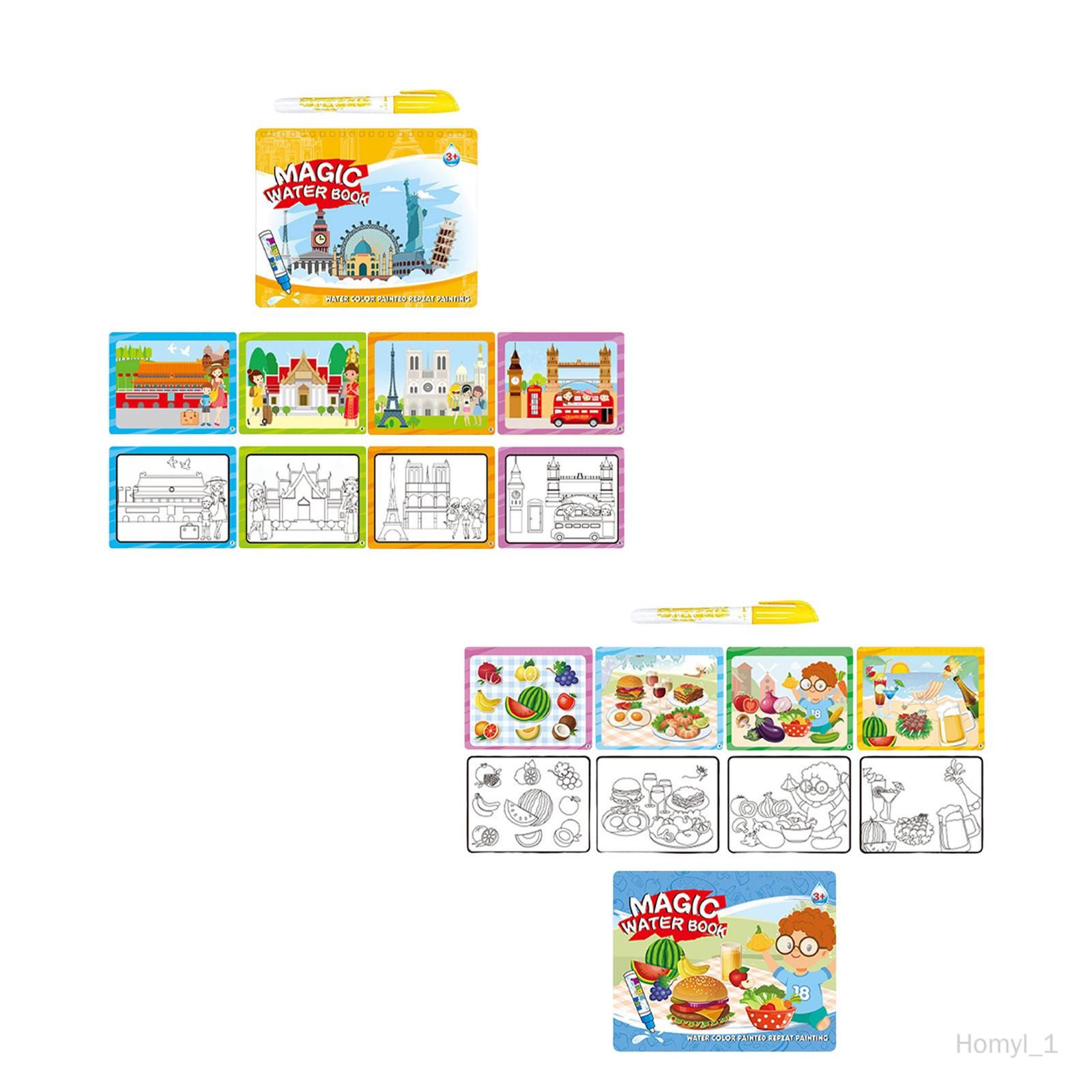  - Homyl 2x Adorable Album De Peinture À L'eau Cadeau D'aide Pédagogique Pour Les Activités Filles Garçons