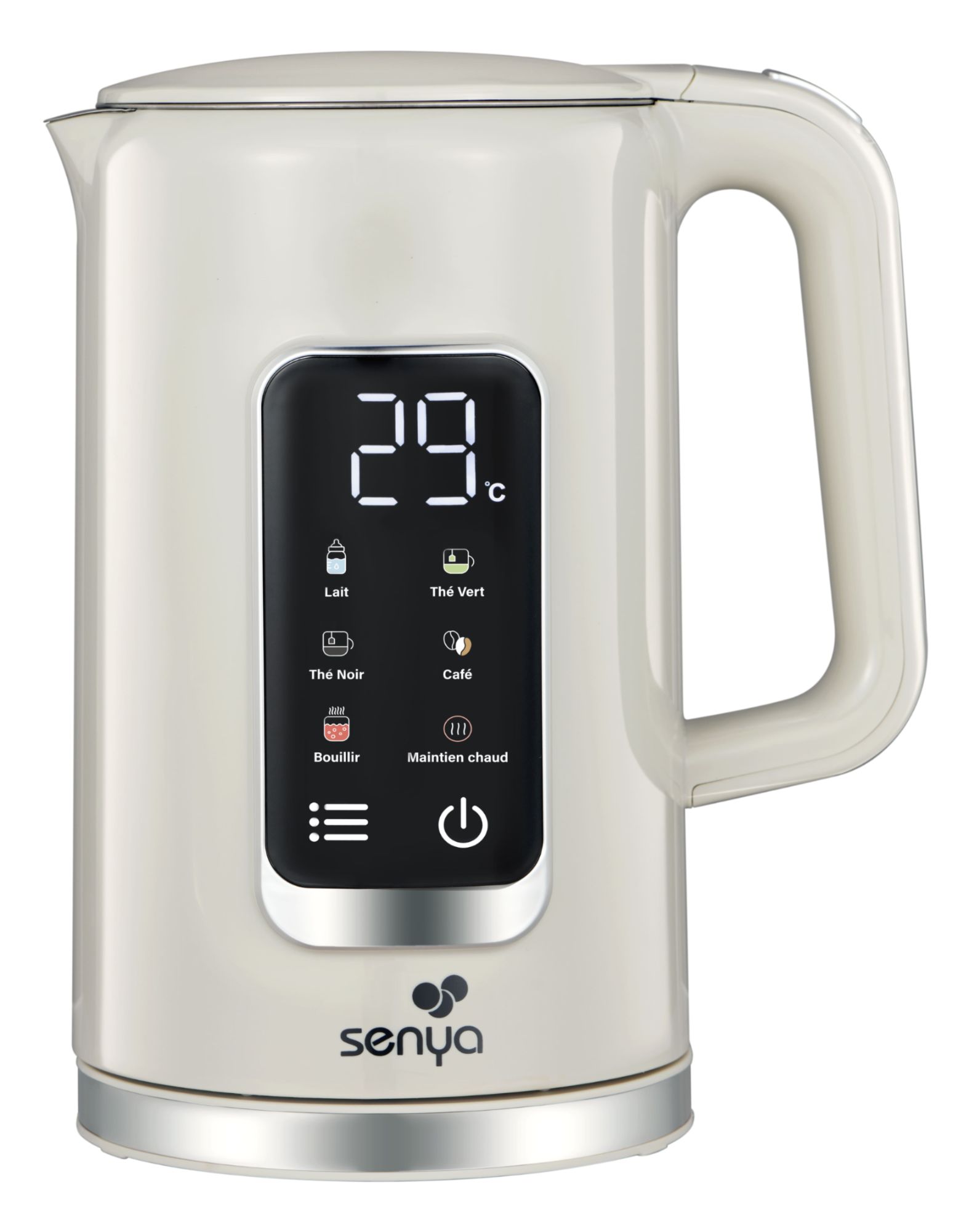 SENYA Bouilloire électrique programmable double paroi crème avec 5 menus automatiques SYBF-K043C