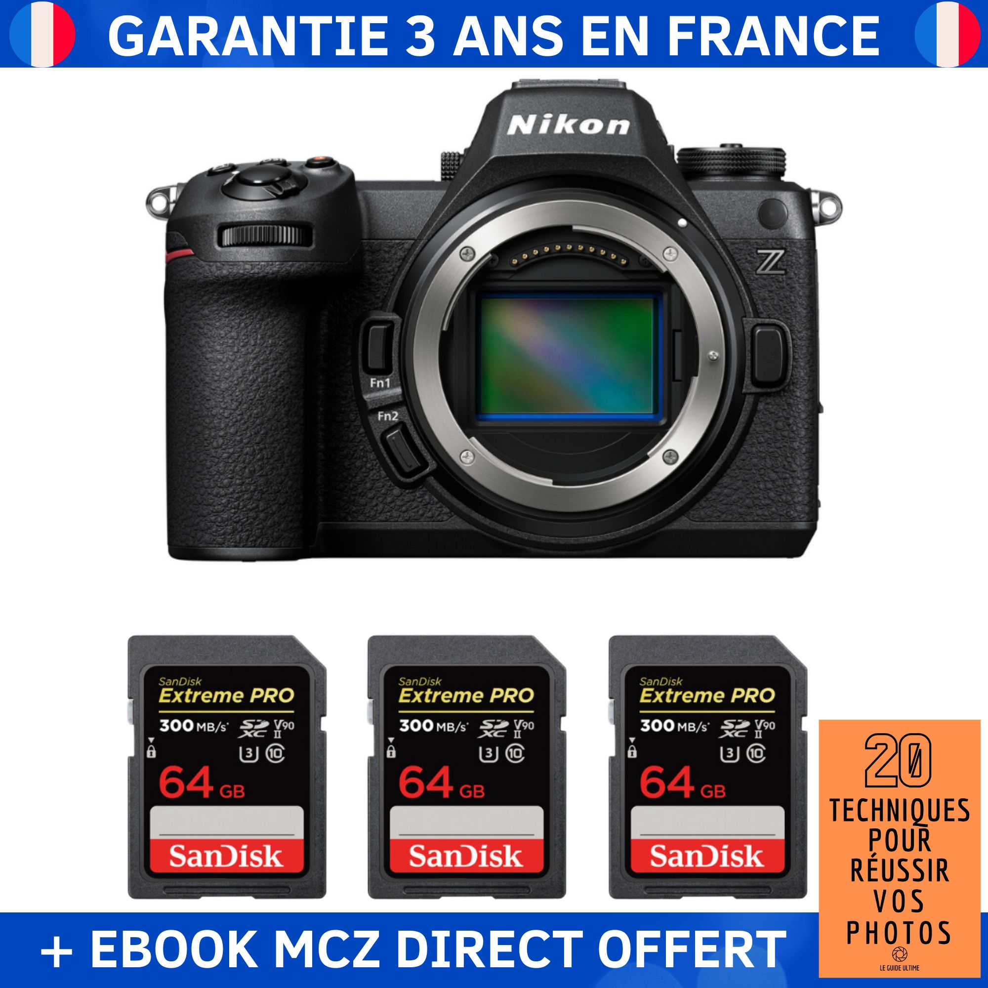 Nikon Z6 III + 3 SanDisk Extreme PRO UHS II SDXC 300 MB/ + Ebook '20 Techniques pour Réussir vos Photos' Appareil Photo Hybride Nikon