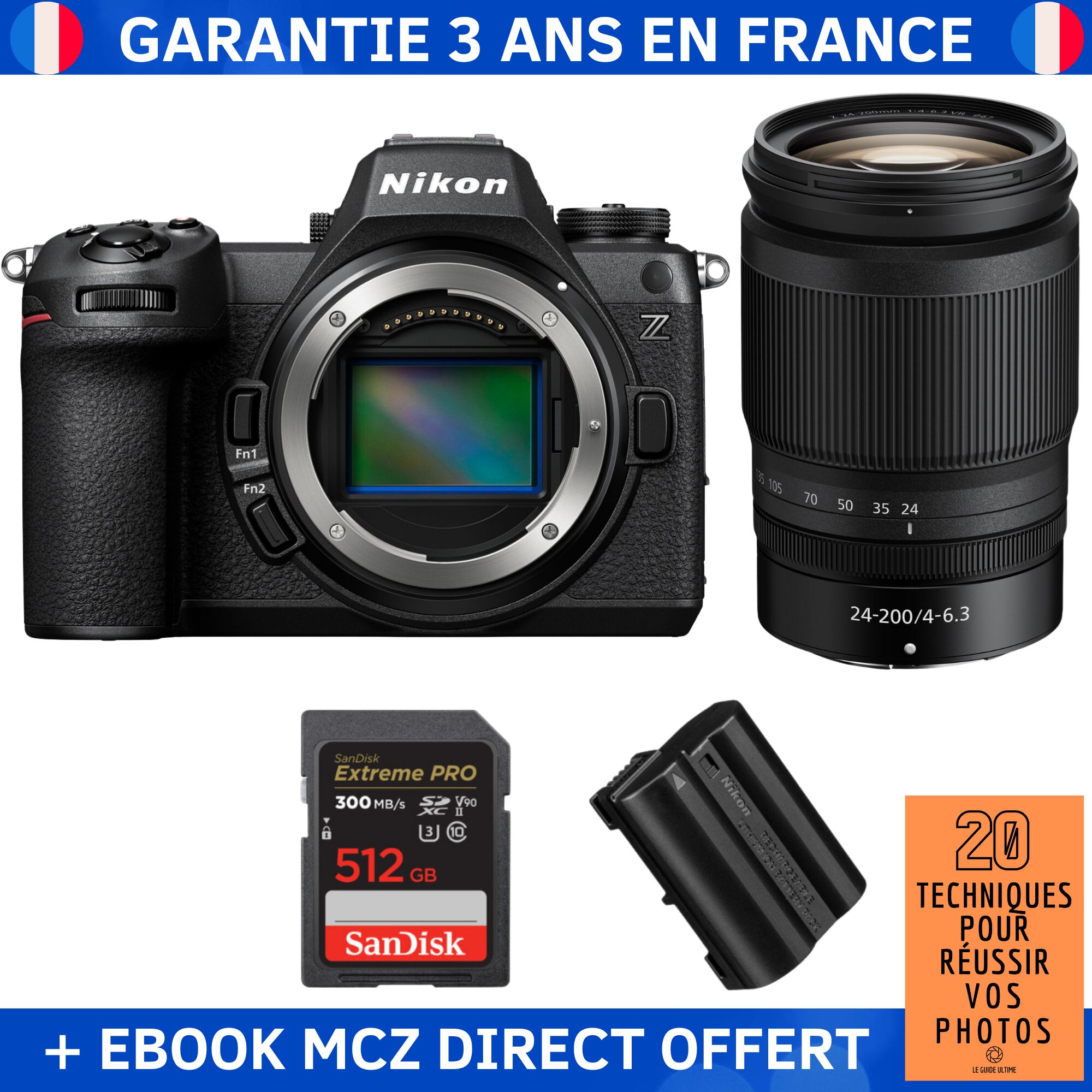 Nikon Z6 III + Z 24 200mm f4 6.3 VR + 1 SanDisk Extreme PRO UHS II SDXC 300 MB/ + 1 Nikon EN EL15c + Ebook '20 Techniques pour Réussir vos Photos' Appareil Photo Hybride Nikon - vue 4