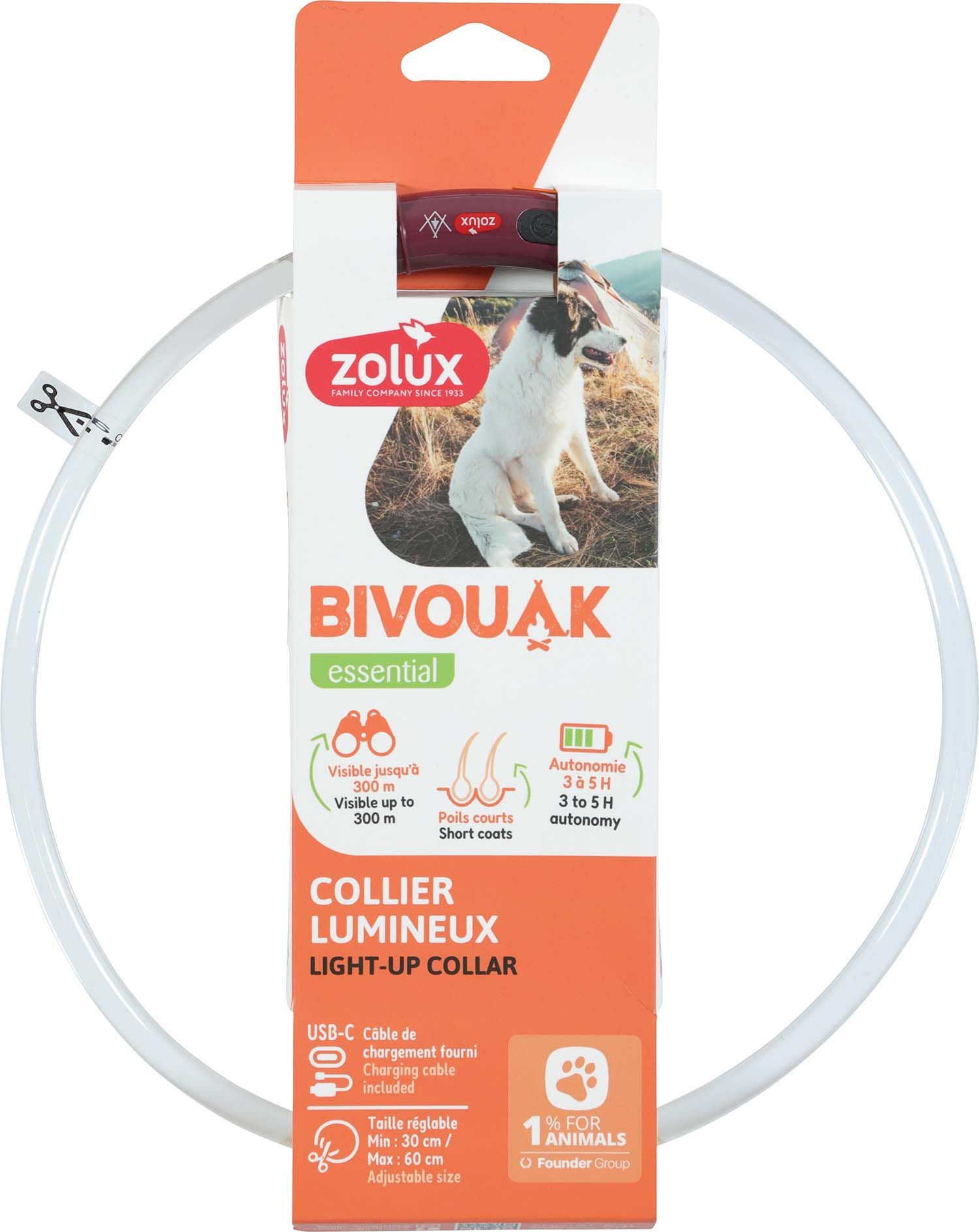 Collier Lumineux Pour Chiens Poils Courts Bivouak