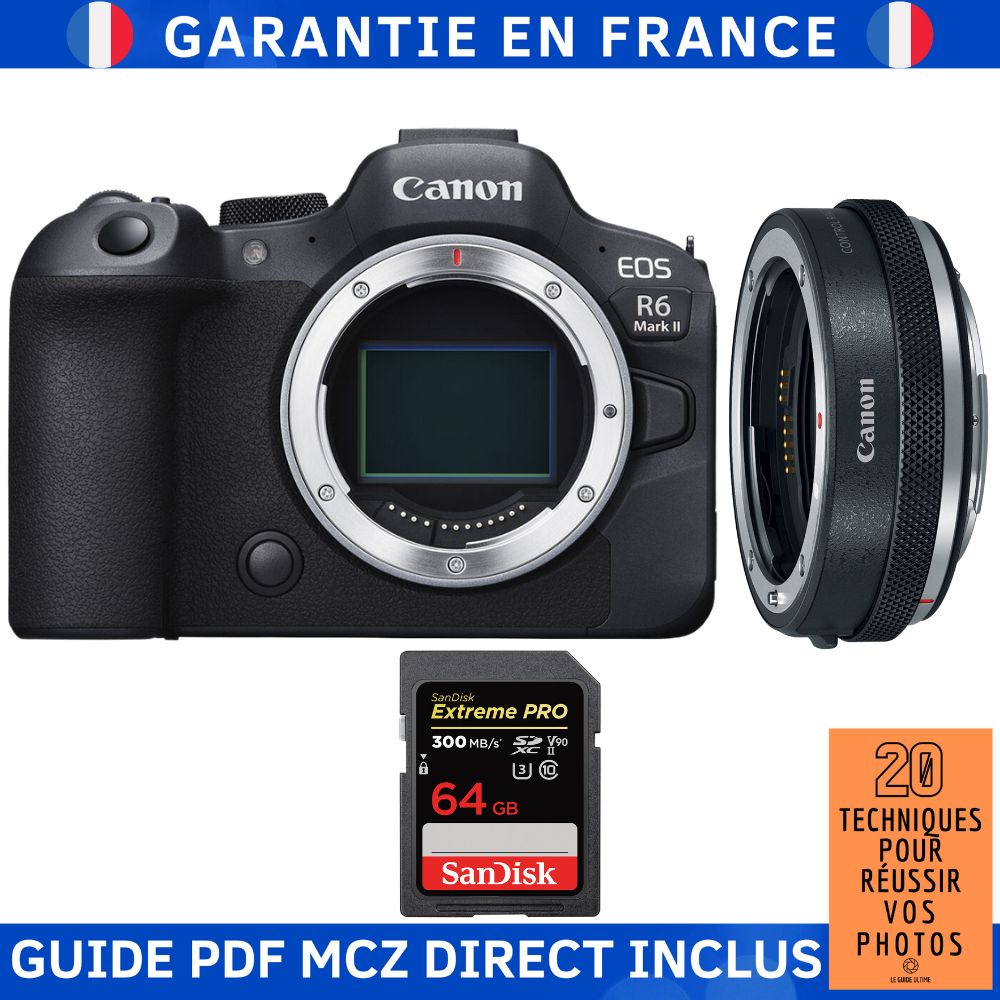 Canon EOS R6 Mark II + Canon EF EOS R Premium + 1 SanDisk Extreme PRO UHS II SDXC 300 MB/ + Guide PDF MCZ DIRECT '20 TECHNIQUES POUR RÉUSSIR VOS PHOTOS - vue 4