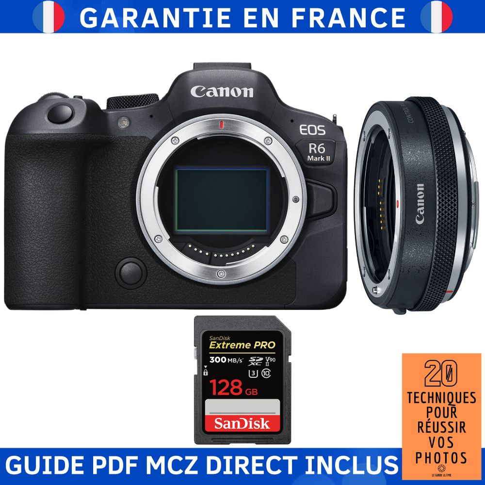 Canon EOS R6 Mark II + Canon EF EOS R Premium + 1 SanDisk Extreme PRO UHS II SDXC 300 MB/ + Guide PDF MCZ DIRECT '20 TECHNIQUES POUR RÉUSSIR VOS PHOTOS - vue 3
