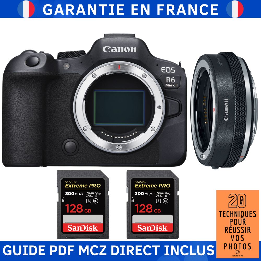 Canon EOS R6 Mark II + Canon EF EOS R Premium + 2 SanDisk Extreme PRO UHS II SDXC 300 MB/ + Guide PDF MCZ DIRECT '20 TECHNIQUES POUR RÉUSSIR VOS PHOTOS - vue 3