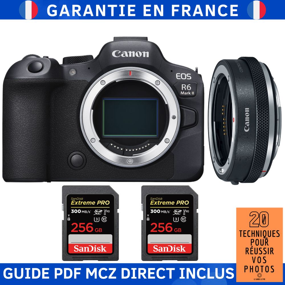 Canon EOS R6 Mark II + Canon EF EOS R Premium + 2 SanDisk Extreme PRO UHS II SDXC 300 MB/ + Guide PDF MCZ DIRECT '20 TECHNIQUES POUR RÉUSSIR VOS PHOTOS - vue 4