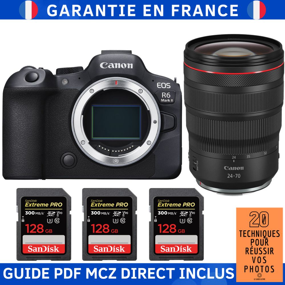 Canon EOS R6 Mark II + RF 24 70mm f2.8 IS USM + 3 SanDisk Extreme PRO UHS II SDXC 300 MB/ + Guide PDF MCZ DIRECT '20 TECHNIQUES POUR RÉUSSIR VOS PHOTOS - vue 3