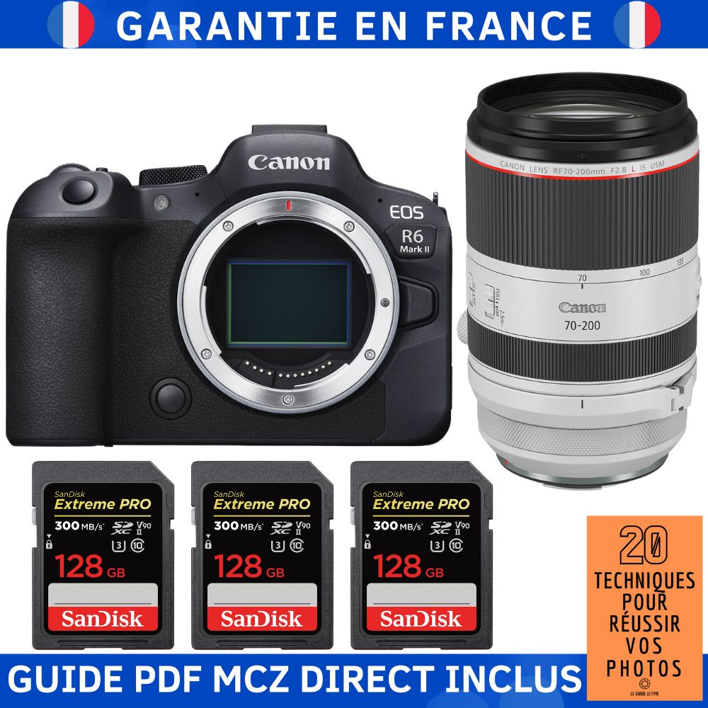 Canon EOS R6 Mark II + RF 70 200mm f2.8 IS USM + 3 SanDisk Extreme PRO UHS II SDXC 300 MB/ + Guide PDF MCZ DIRECT '20 TECHNIQUES POUR RÉUSSIR VOS PHOTOS - vue 2