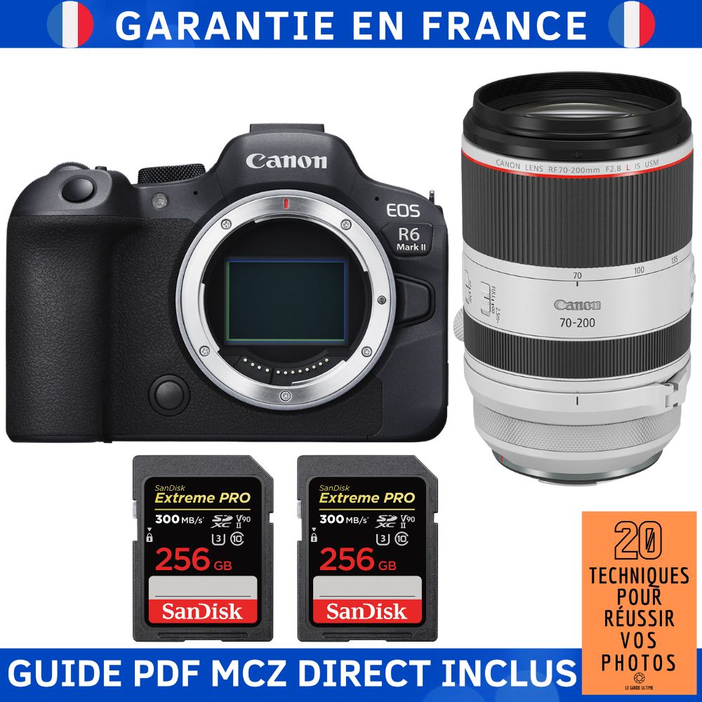 Canon EOS R6 Mark II + RF 70 200mm f2.8 IS USM + 2 SanDisk Extreme PRO UHS II SDXC 300 MB/ + Guide PDF MCZ DIRECT '20 TECHNIQUES POUR RÉUSSIR VOS PHOTOS - vue 2