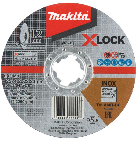 Makita Disques abrasifs à tronçonner INOX 125x1 2x22 23 mm E 00418