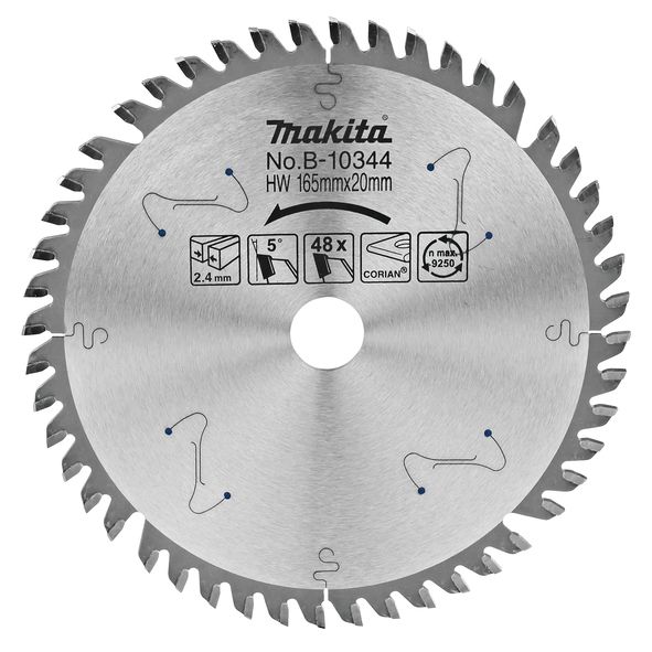 Lame Carbure Makita B 10344 Forme Tcg Spécialisée Corian Pour Scies Plongeantes Ø 165 Mm